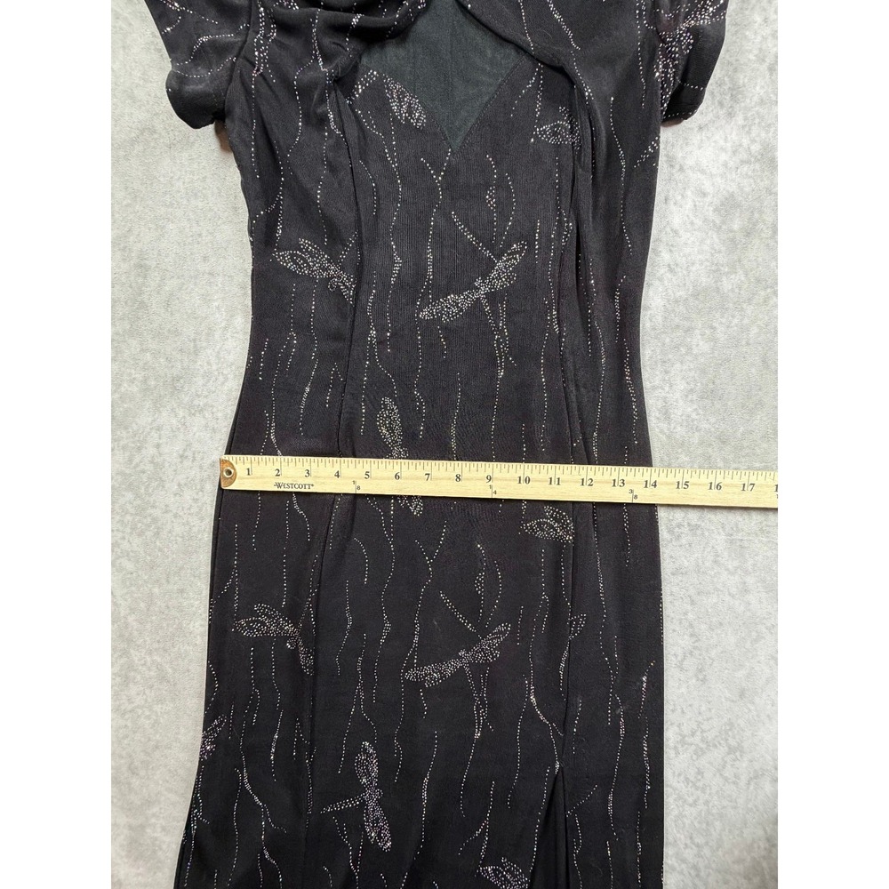 Night Way Collections Vintage Womens Size 6 Gown Black Dragonfly Glitter Mesh - Picture 9 of 11